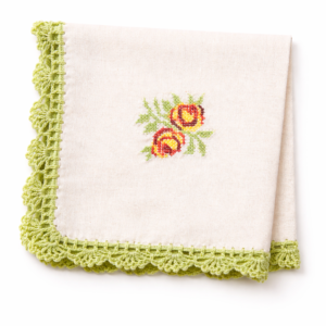 Servilleta Bordada con Orilla tejida a mano