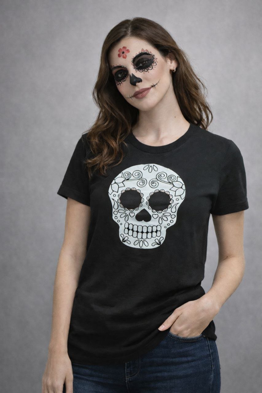 Camiseta deportiva con Vinil de Calavera Halloween Día de Muertos