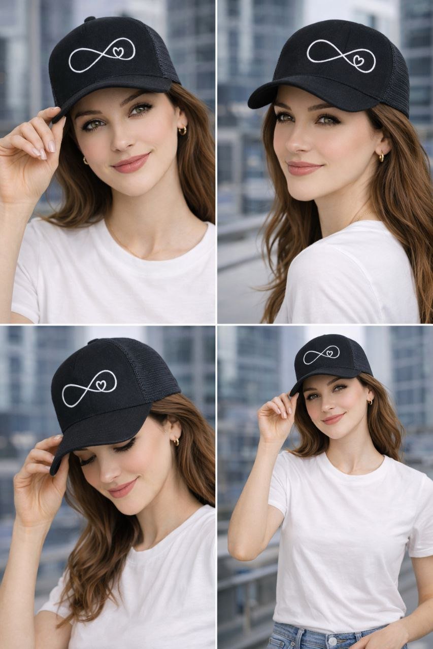 Gorra Deportiva Trucker Con Bordado De Corazón Infinito