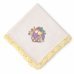 Juego de 3 Servilletas de Manta Bordadas con Orilla Tejida a Mano